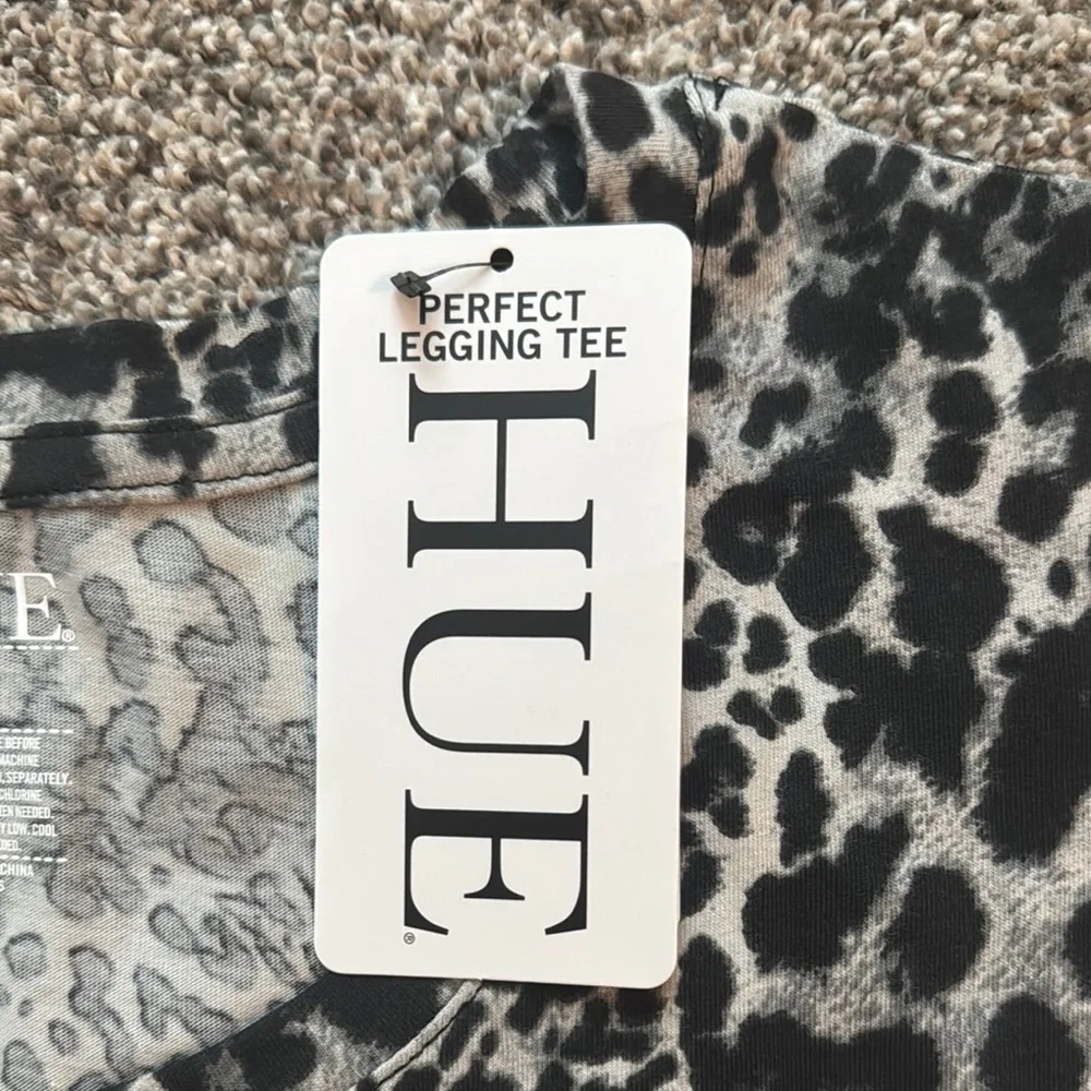 HUE Black and White Animal Print Short Sleeve Tee - Picture 4 of 4